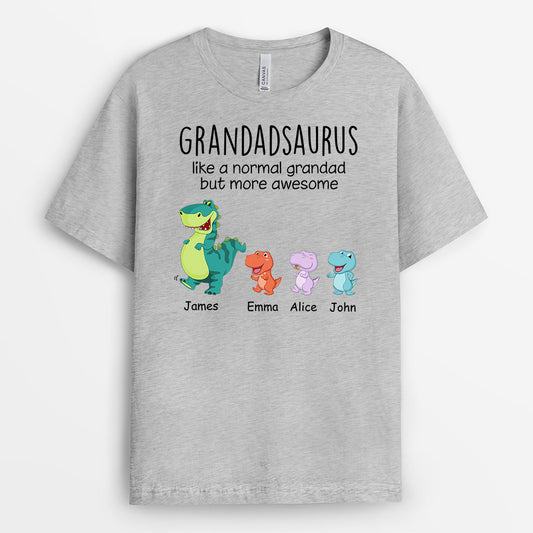 0967AUK2 Personalised T shirts Gifts Dinosaur Grandad Dad