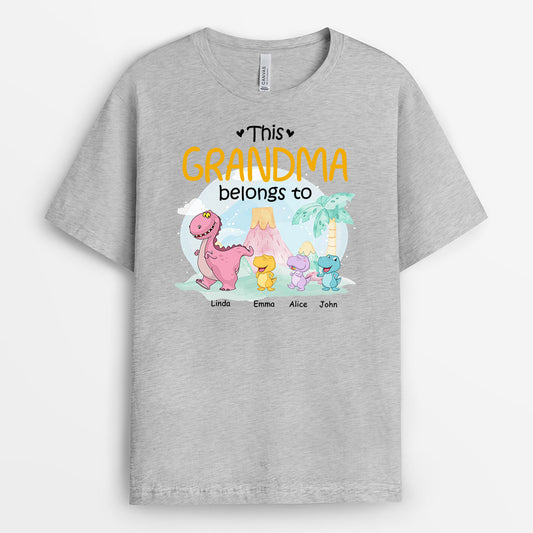 0972AUK2 Personalised T shirts Gifts Dinosaur Grandma Mum