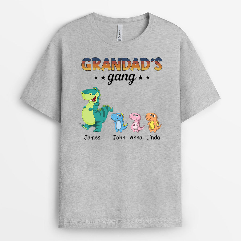 0975AUK2 Personalised T shirts Gifts Dinosaur Grandad Dad