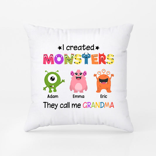 0978PUK2 Personalised Pillow Gifts Monsters Grandma Mum