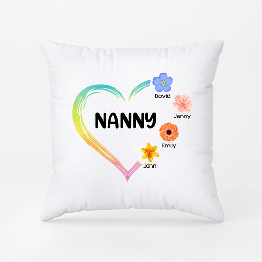 0980PUK2 Personalised Pillows Gifts Flower Heart Grandma Mum