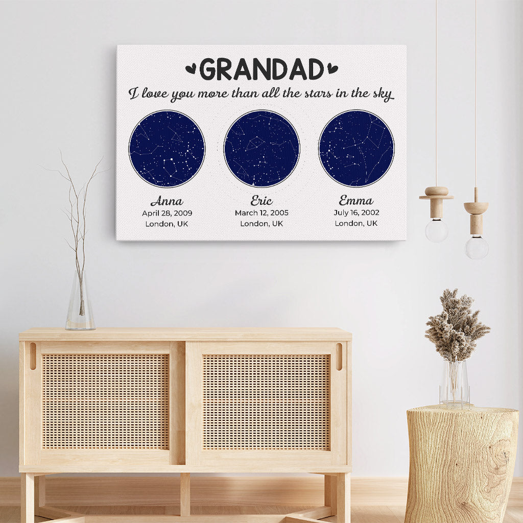 0982CUK3 Personalised Canvas Gifts Constellation Grandad Dad