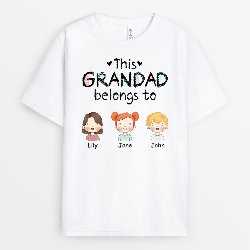 0989AUK1 Personalised T shirts Gifts Belongs Grandad Dad