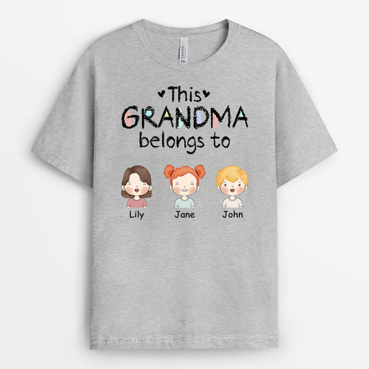 0989AUK2 Personalised T shirts Gifts Belongs Grandma Mum