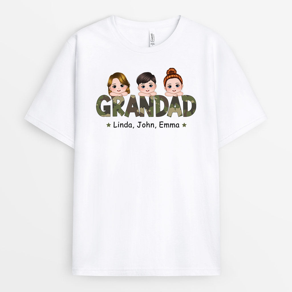 0999AUK2 Personalised T shirts Gifts Camouflage Grandad Dad