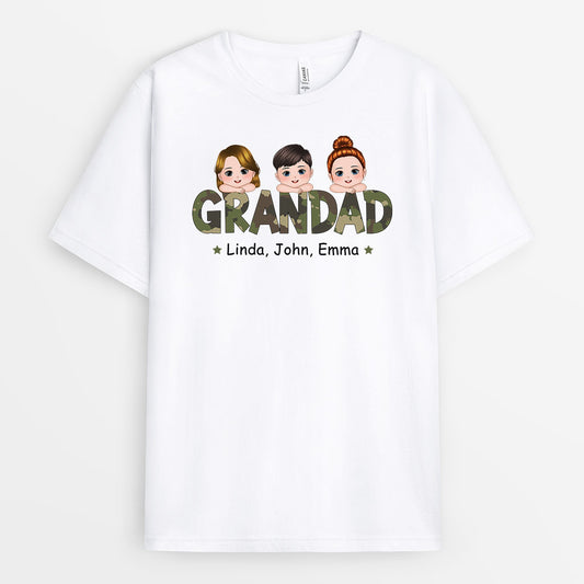 0999AUK2 Personalised T shirts Gifts Camouflage Grandad Dad