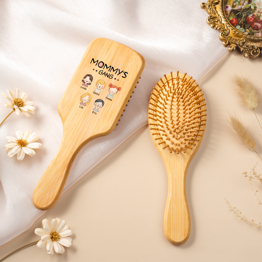 1017AUS2 personalized bamboo hairbrush with kids names gifts for momdad 1017aoqt8b