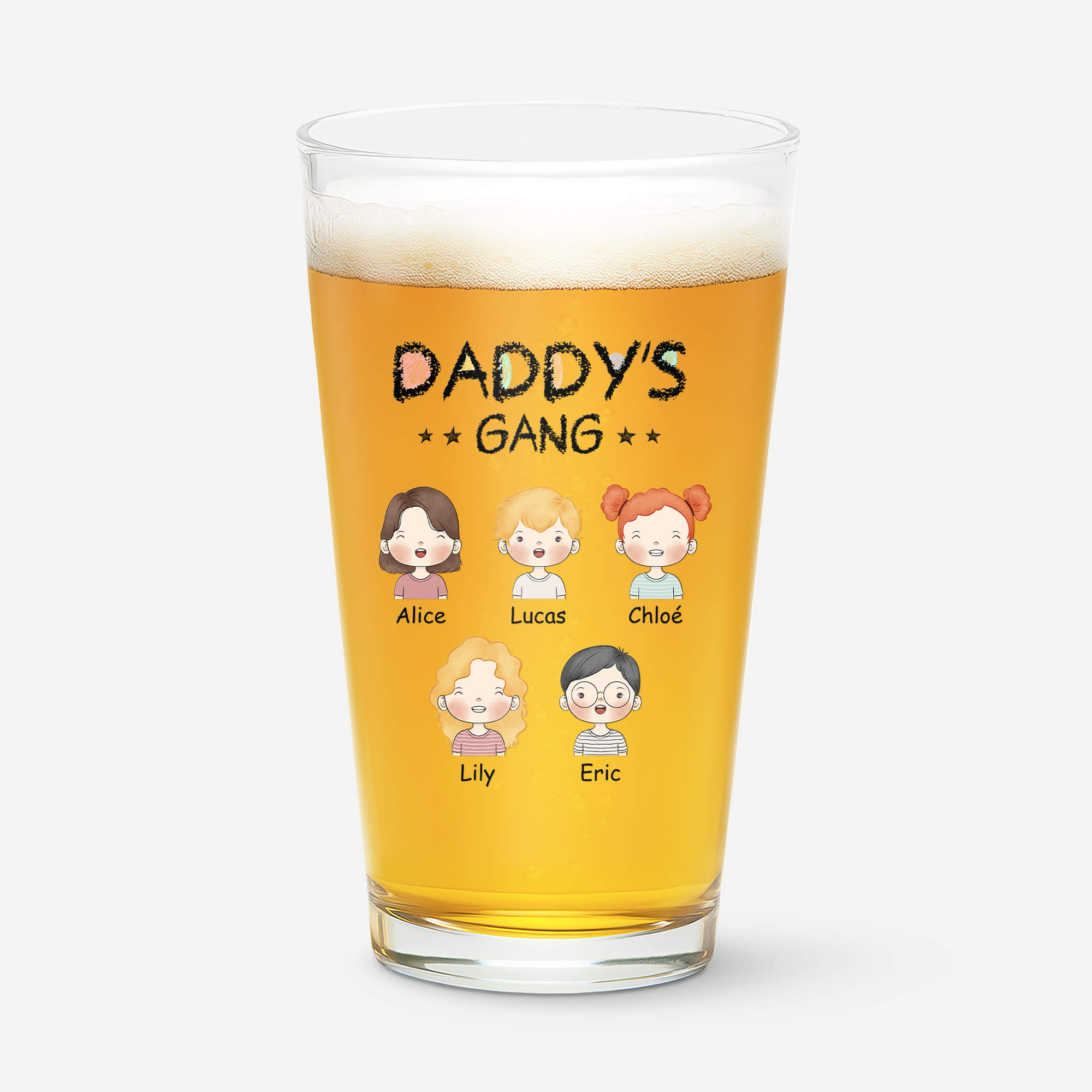 1017IUS1 customized beer glass_ dad gift with kids names 1017IT8B
