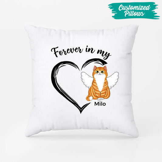 1034PUK2 Personalised Pillows Gifts Heart Cat Lovers