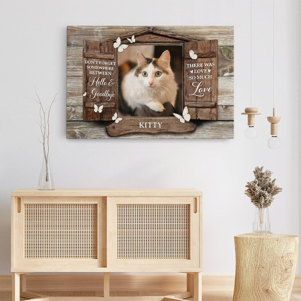 1036CUK3 Personalised Canvas Gifts Hello Goodbye Cat Lovers