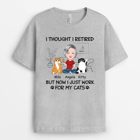 1046AUK1 Personalised T shirts Gifts Retirement Cat Cat Lovers