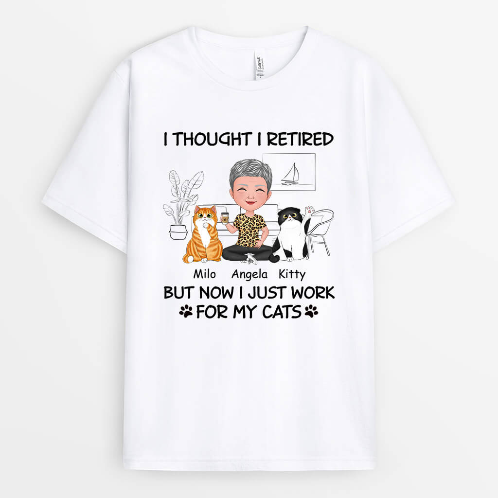 1046AUK2 Personalised T shirts Gifts Retirement Cat Cat Lovers