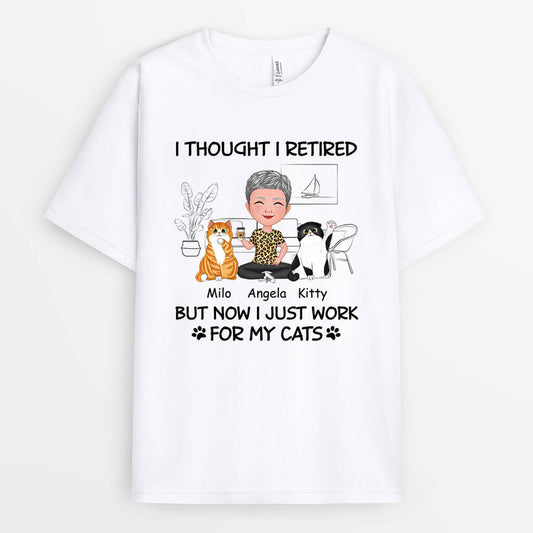 1046AUK2 Personalised T shirts Gifts Retirement Cat Cat Lovers
