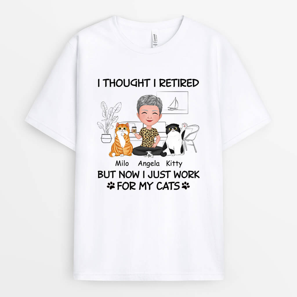 1046AUK2 Personalised T shirts Gifts Retirement Cat Cat Lovers
