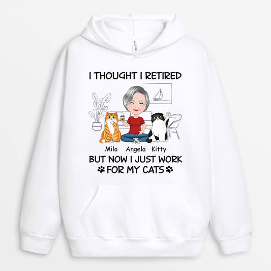 1046HUK1 Personalised Hoodie Gifts Retirement Cat Cat Lovers