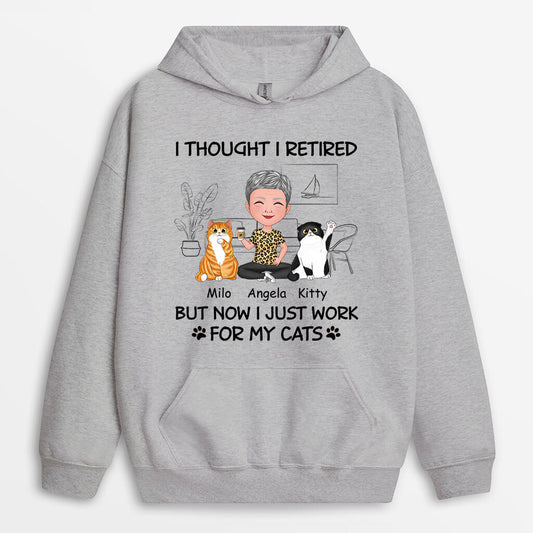 1046HUK2 Personalised Hoodie Gifts Retirement Cat Cat Lovers