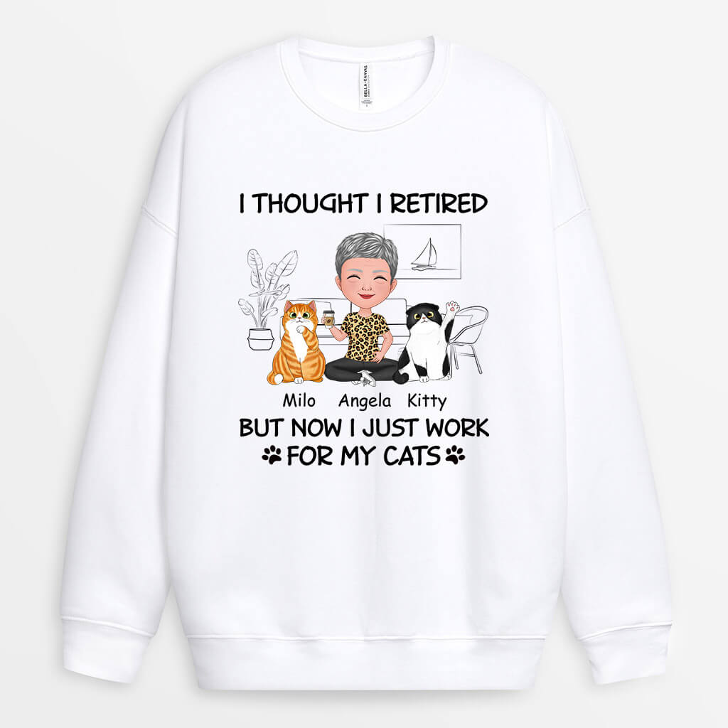 1046WUK2 Personalised Sweatshirt Gifts Retirement Cat Cat Lovers