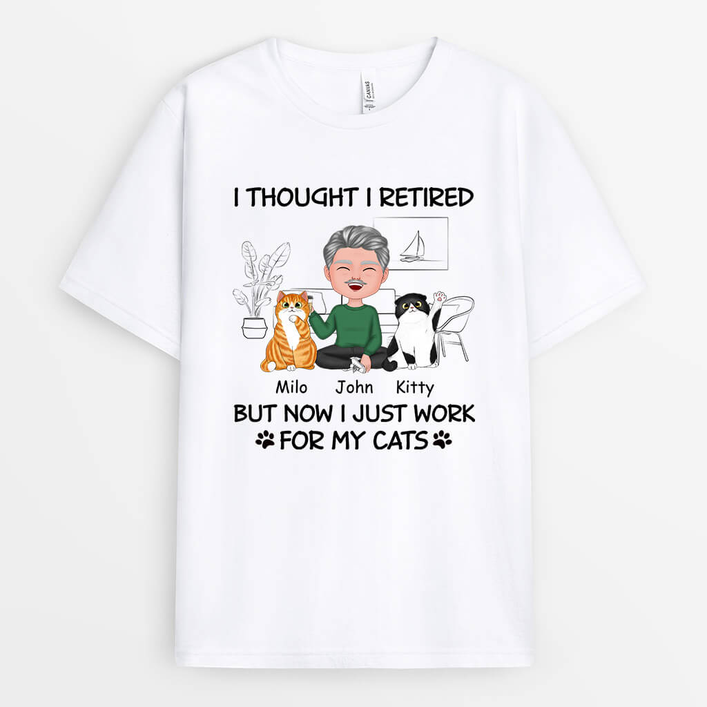 1060AUK2 Personalised T Shirts Gifts Retired Cat Cat Lovers