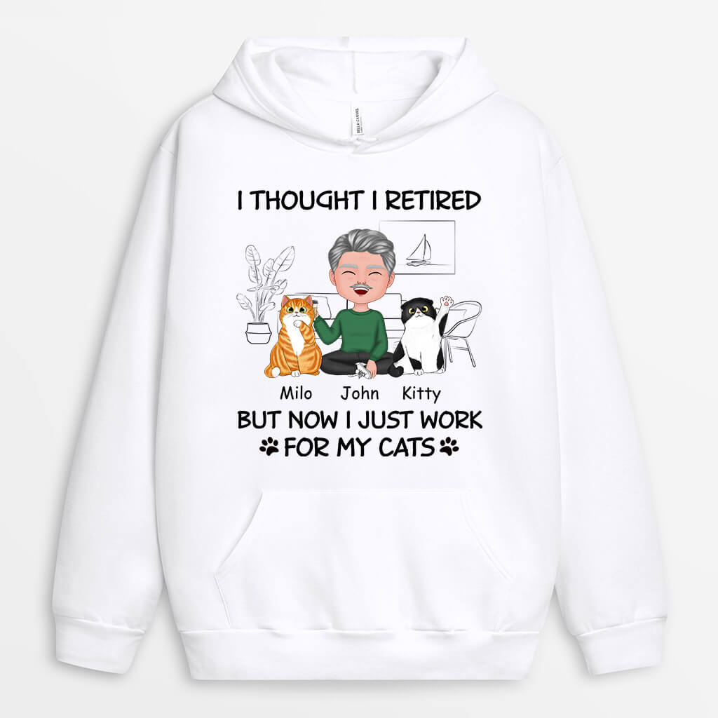 1060HUK1 Personalised Hoodie Gifts Retired Cat Cat Lovers