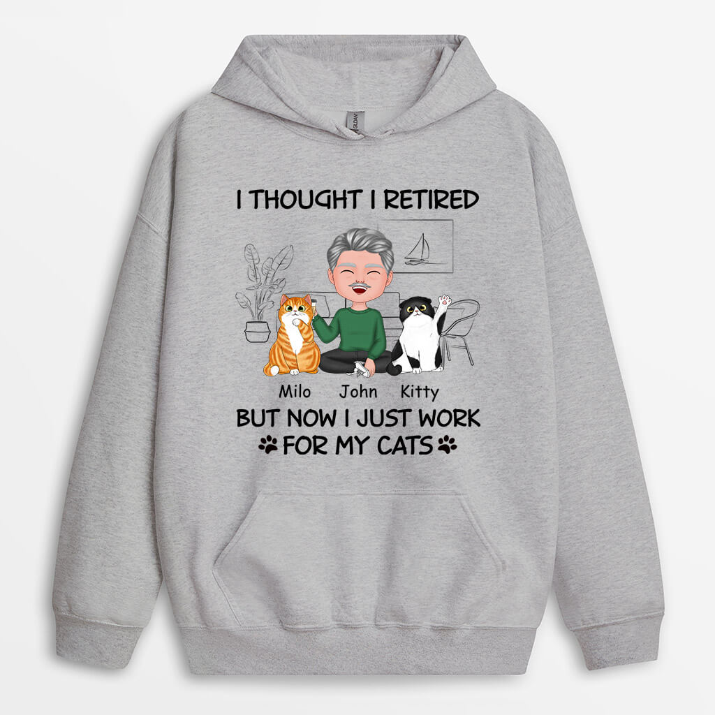 1060HUK2 Personalised Hoodie Gifts Retired Cat Cat Lovers