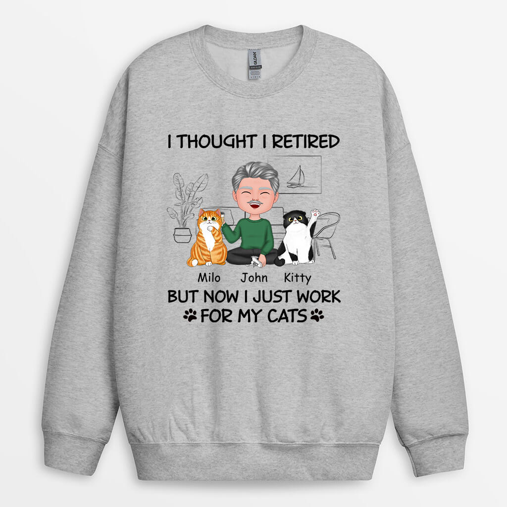 1060WUK1 Personalised Sweatshirt Gifts Retired Cat Cat Lovers