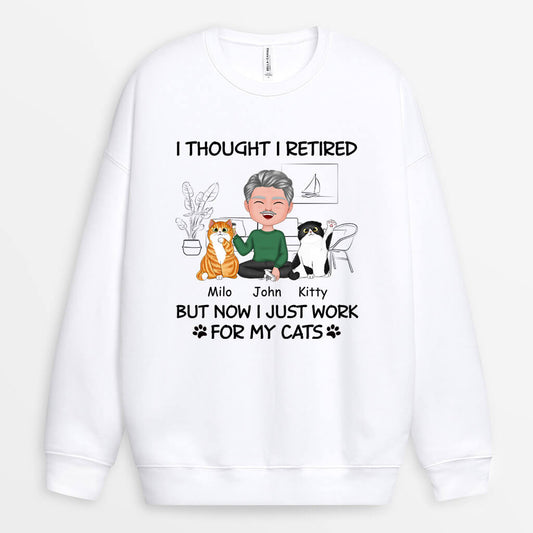 1060WUK2 Personalised Sweatshirt Gifts Retired Cat Cat Lovers