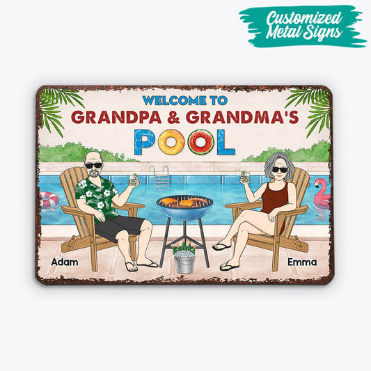 1079EUK2 Personalised Metal Signs Gifts Pool Grandad Grandma