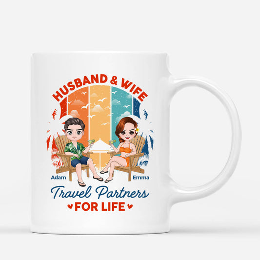 1092MUK1 Personalised Mugs Gifts Beach Travel Husband Wife Couple
