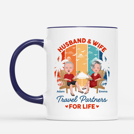 1092MUK2 Personalised Mugs Gifts Beach Travel Husband Wife Couple