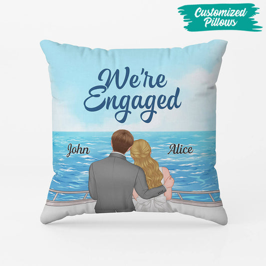 1102PUK2 Personalised Pillows Gifts Engagement Couple