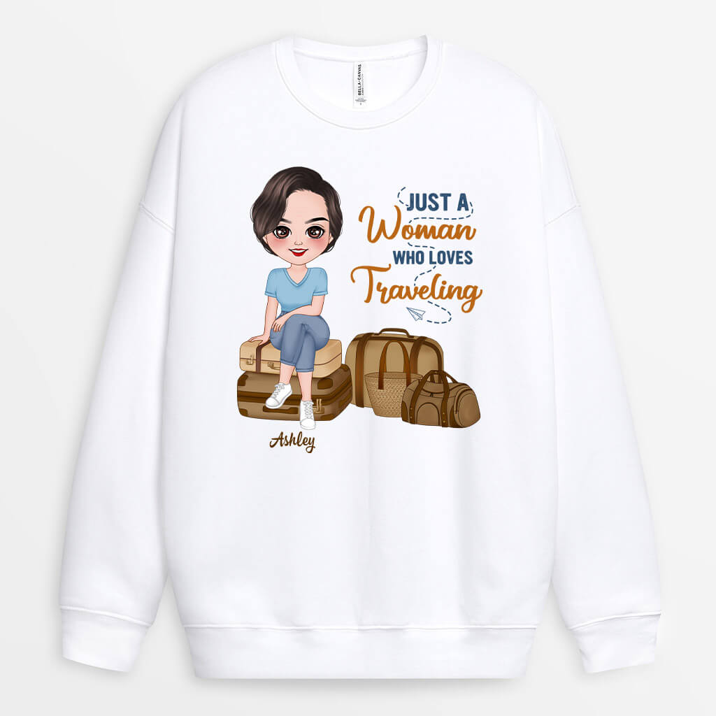 1103WUK1 Personalised Sweatshirt Gifts Travelling Her