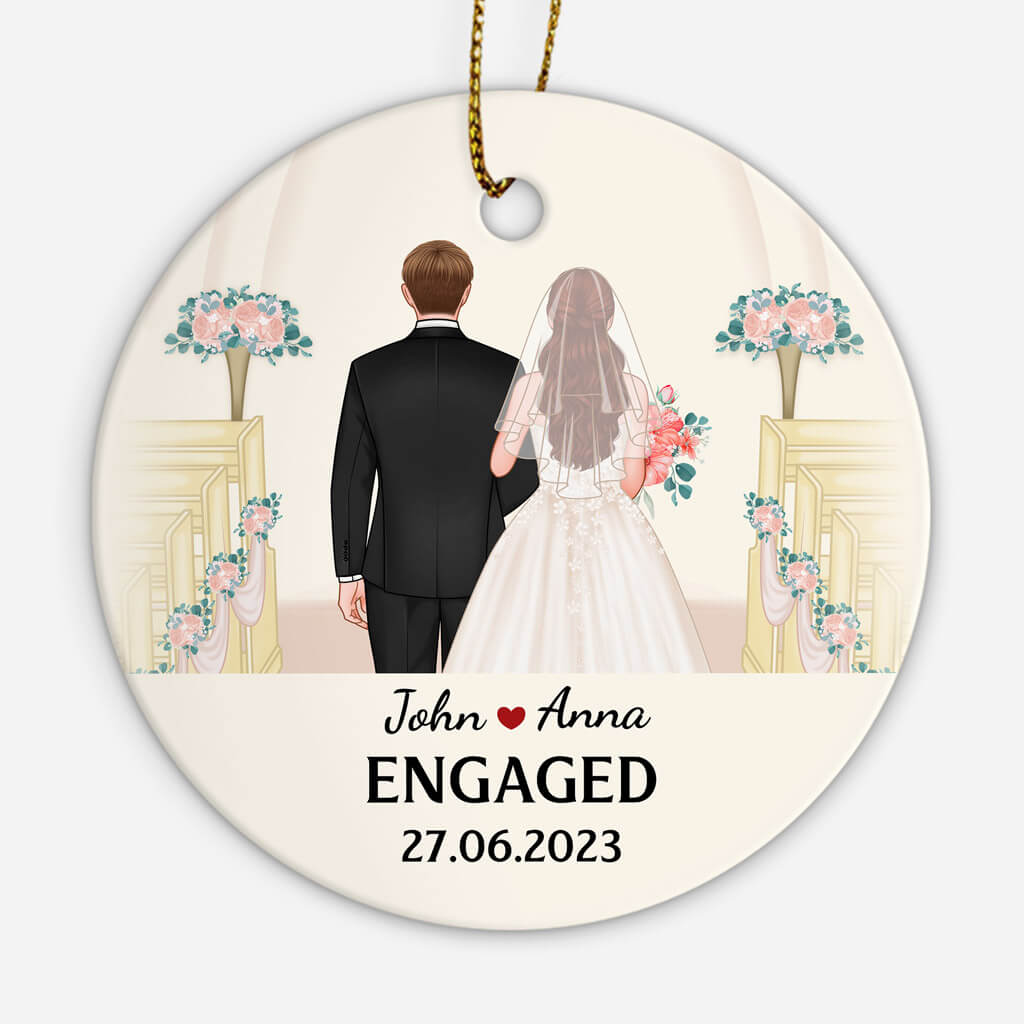 1109OUK1 Personalised Ornaments Gifts Engagement Couple