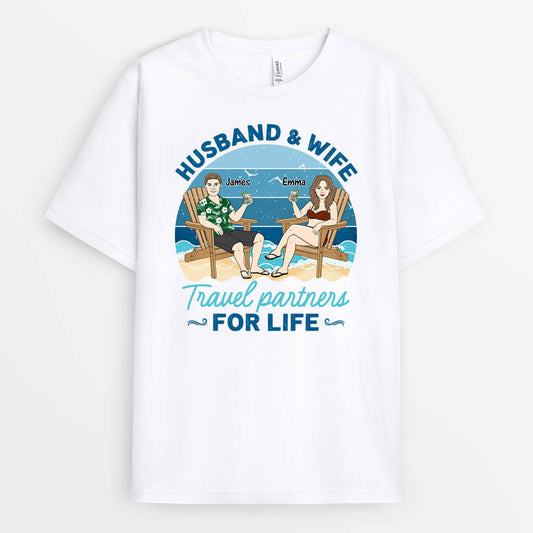 1116AUK1 Personalised T Shirts Gifts Beach Travel Husband Wife Couple