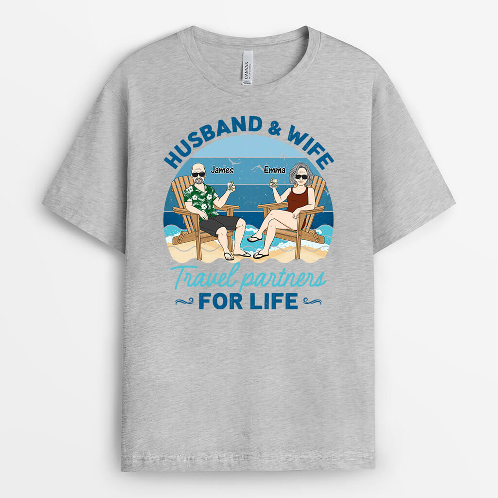 1116AUK2 Personalised T Shirts Gifts Beach Travel Husband Wife Couple