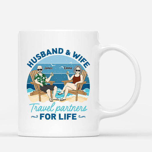 1116MUK1 Personalised Mugs Gifts Beach Travel Husband Wife Couple