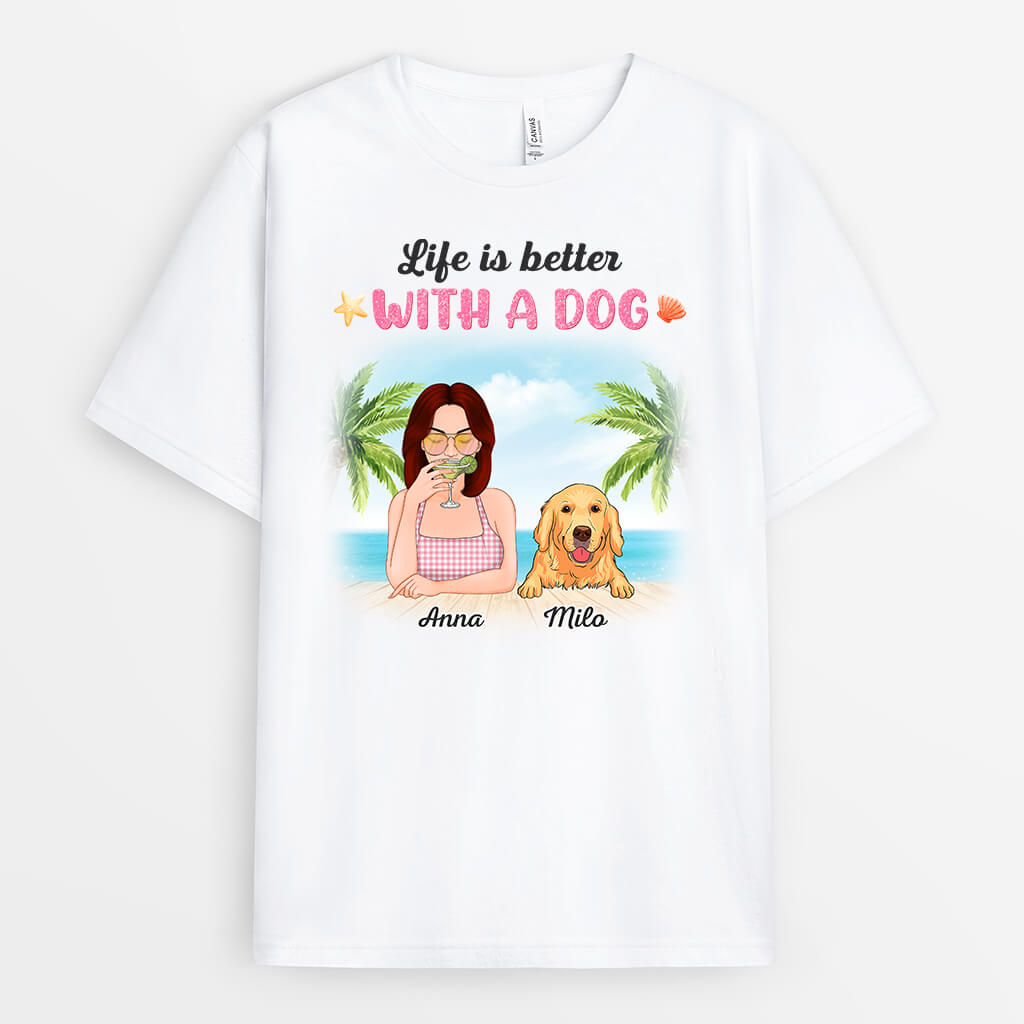 1135AUK1 Personalised T Shirt Gifts SummerLife DogLovers
