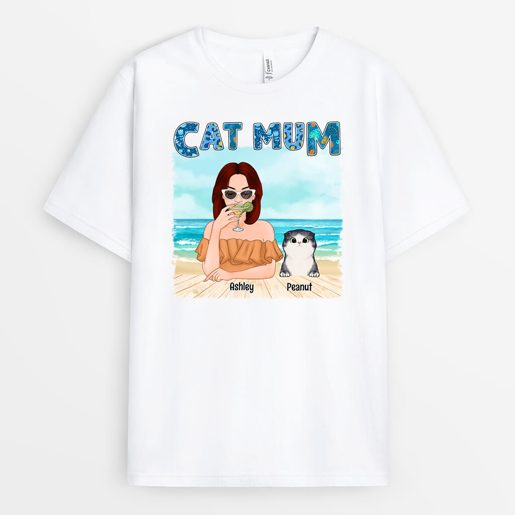 1136AUK1 Personalised T Shirt Gifts CatMumTraveling CatLovers