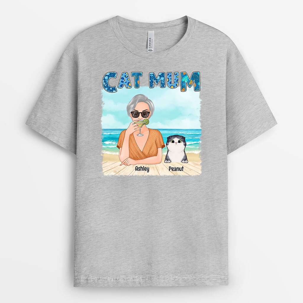 1136AUK2 Personalised T Shirt Gifts CatMumTraveling CatLovers