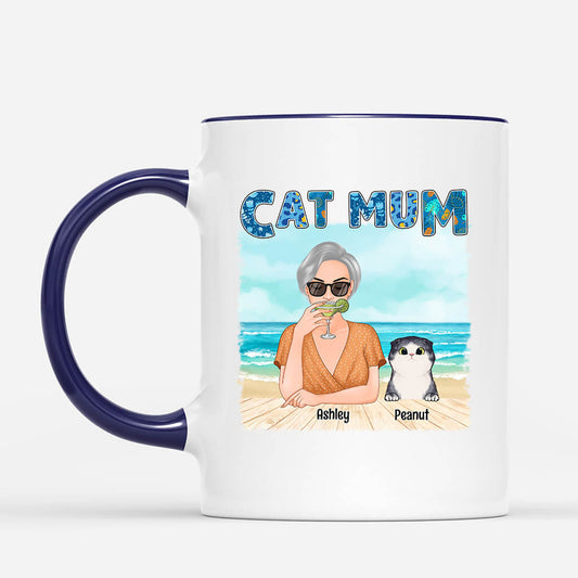 1136MUK2 Personaliszed Mugs Gifts Beach Cat Mom CatLovers