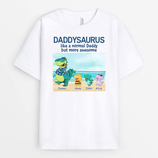 1139AUK1 Personalised T shirts Gifts Beach Dinosaur Grandad Dad