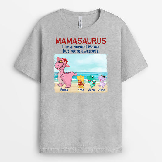 1139AUK2 Personalised T shirts Gifts Beach Dinosaur Grandma Mum