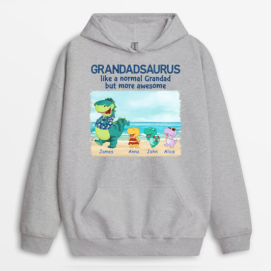1139HUK2 Personalised Hoodie Gifts Beach Dinosaur Grandad Dad