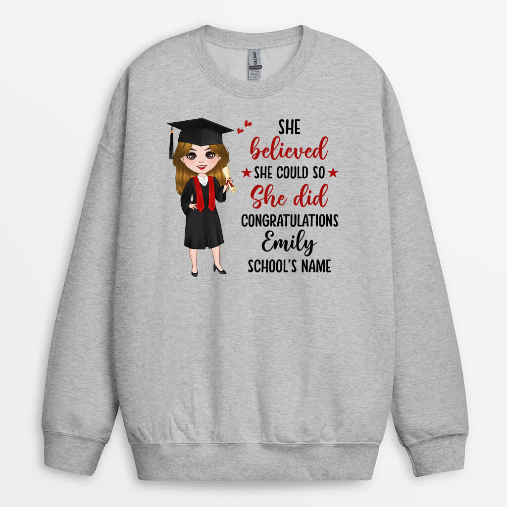 1140WUK1 Personalised Sweatshirt Gifts Graduation Her