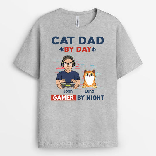 1164AUK1 Personalised T Shirt Gifts Game Dad CatLover