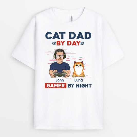 1164AUK2 Personalised T Shirt Gifts Game Dad CatLover