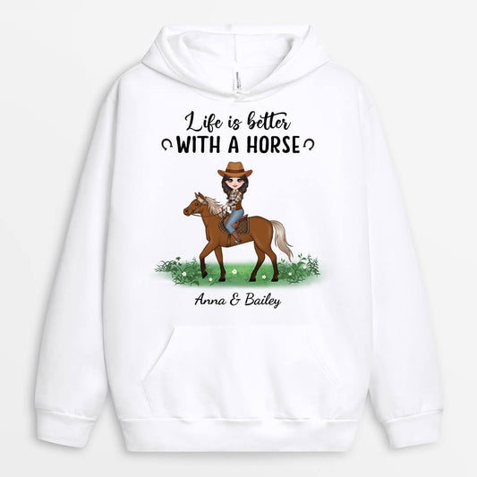 1184HUK2 Personalised Hoodies Gifts Life Horse Lovers