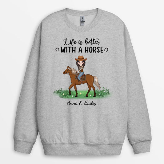1184WUK2 Personalised Sweatshirts Gifts Life Horse Lovers