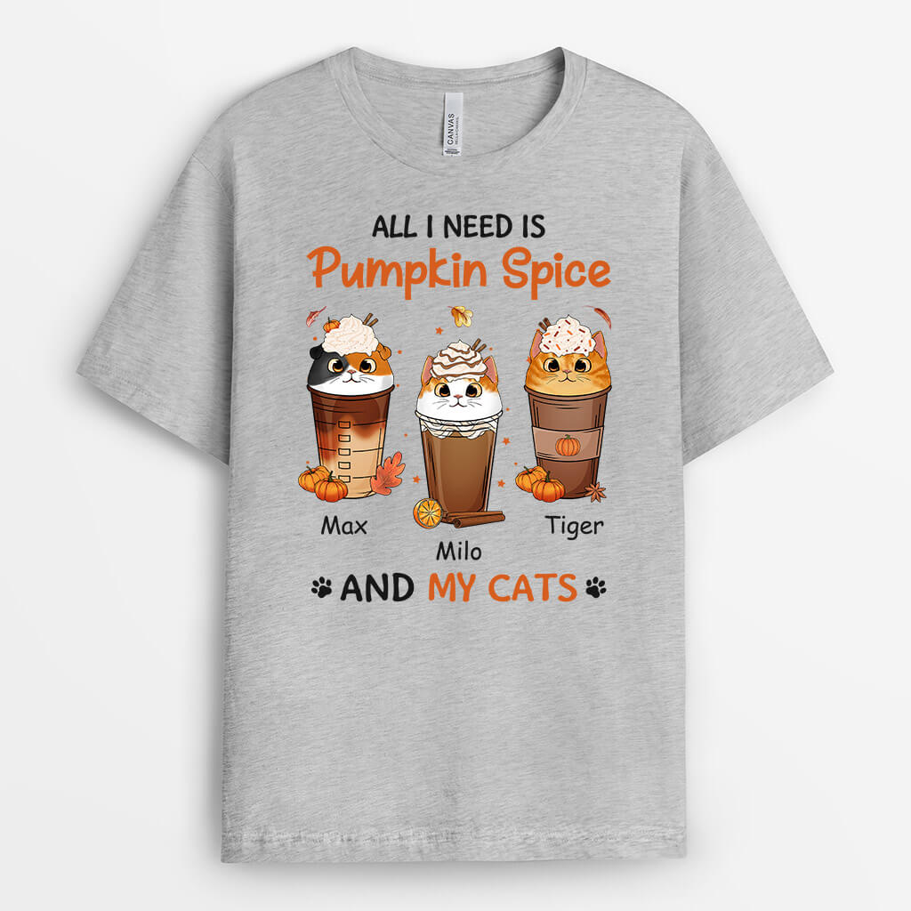 1208AUK2 Personalised T Shirt Gifts Pumpkin Cat Lovers