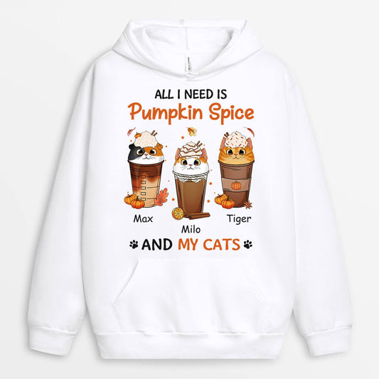1208HUK2 Personalised Hoodie Gifts Pumpkin Cat Lovers