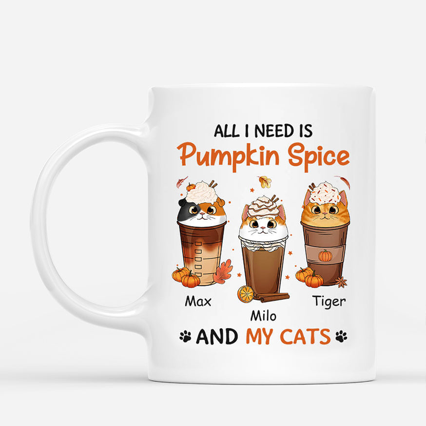 1208MUS1 Personalized Mugs Gifts Pumpkin Cat Lovers